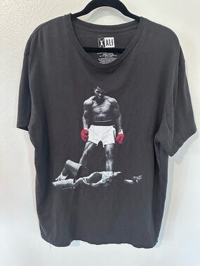 ALI Black Muhammad Ali Graphic Tee with Red Accents